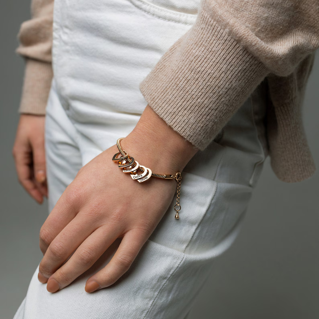 Gepersonaliseerde Hartjes Namen Armband Dames