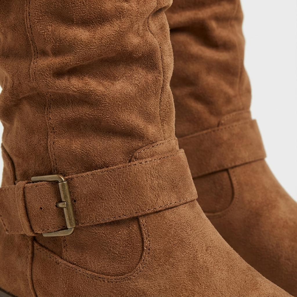 Dames Knielaarzen Suède Met Ritssluiting