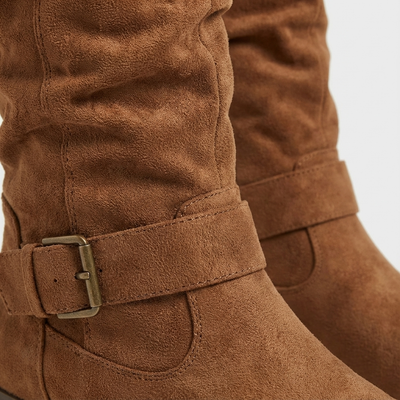 Dames Knielaarzen Suède Met Ritssluiting