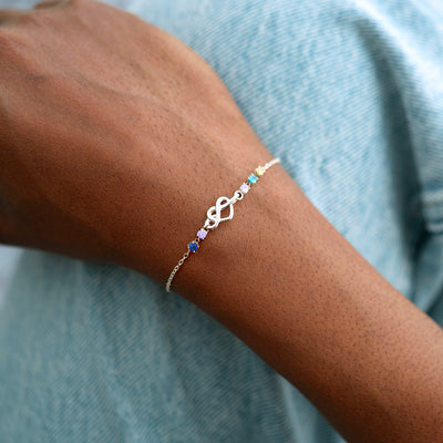 Gepersonaliseerde Hartknoop Geboortesteen Armband