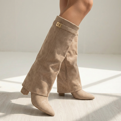 Dames Laarzen Suède Met Gouden Details