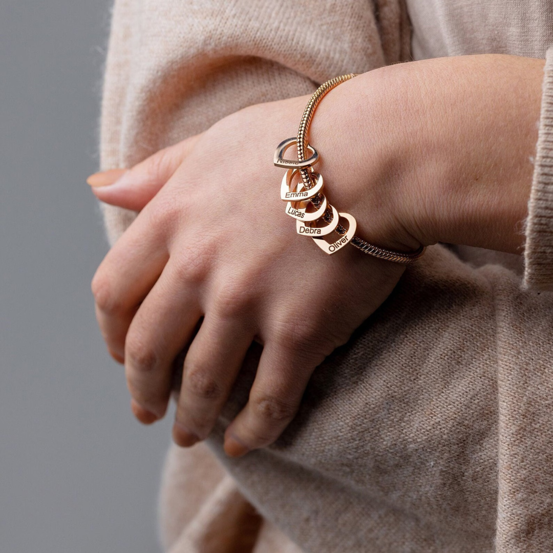 Gepersonaliseerde Hartjes Namen Armband Dames