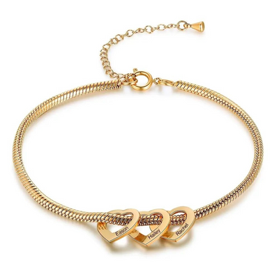 Gepersonaliseerde Gouden Hartjes Armband Dames