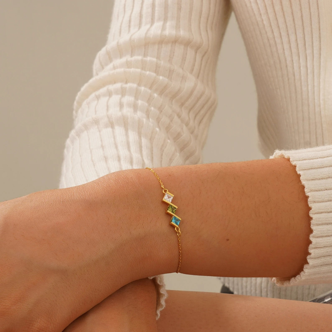 Elegante Gepersonaliseerde Geboortesteen Armband