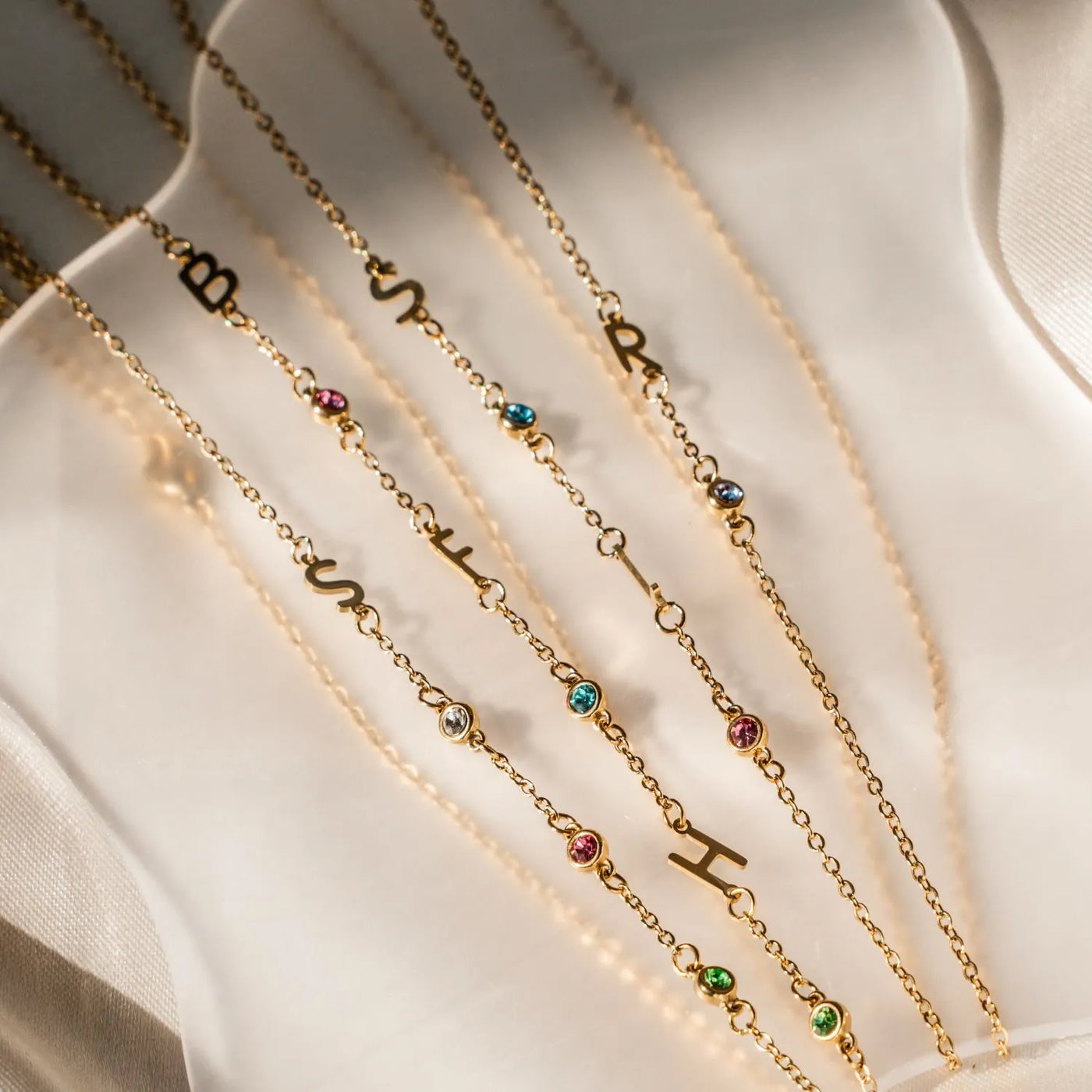 Familie Geboortesteen & Initialen Ketting