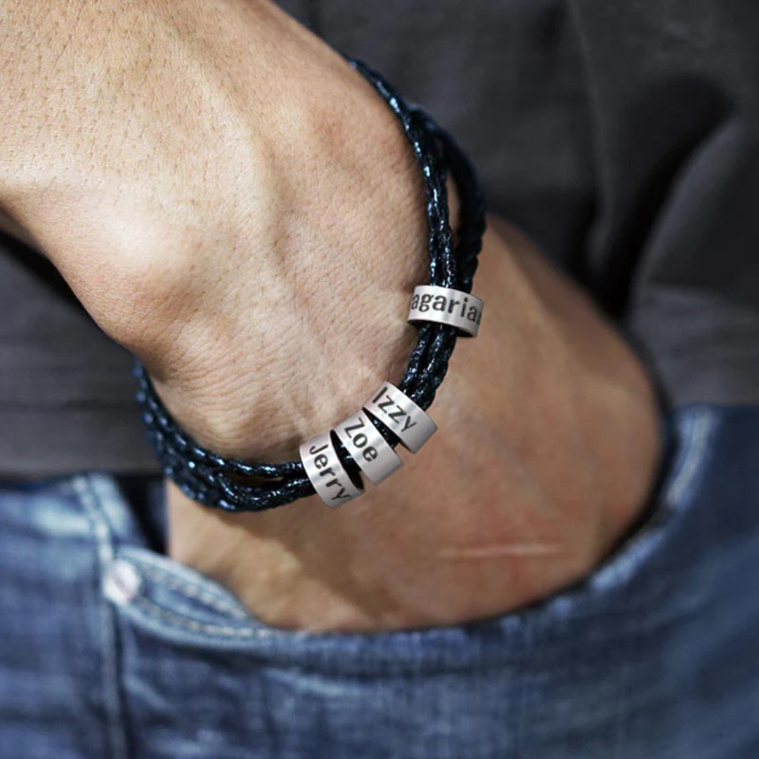 Leren Familie Ring Armband – Vaderdagcadeau