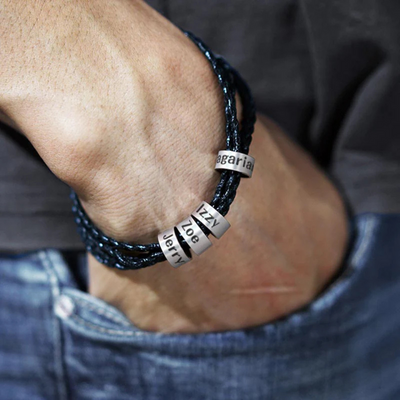 Leren Familie Ring Armband – Vaderdagcadeau