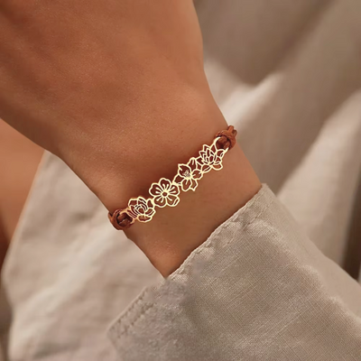 Gepersonaliseerde Geboortebloem Koord Armband