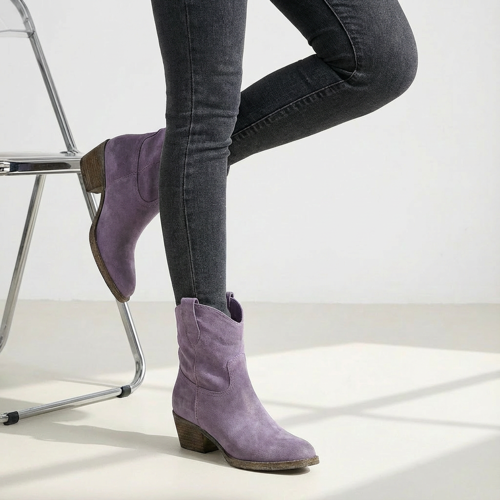 Dames Enkellaarsjes Western Leer | Zonder Rits