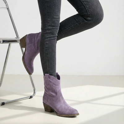 Dames Enkellaarsjes Western Leer | Zonder Rits