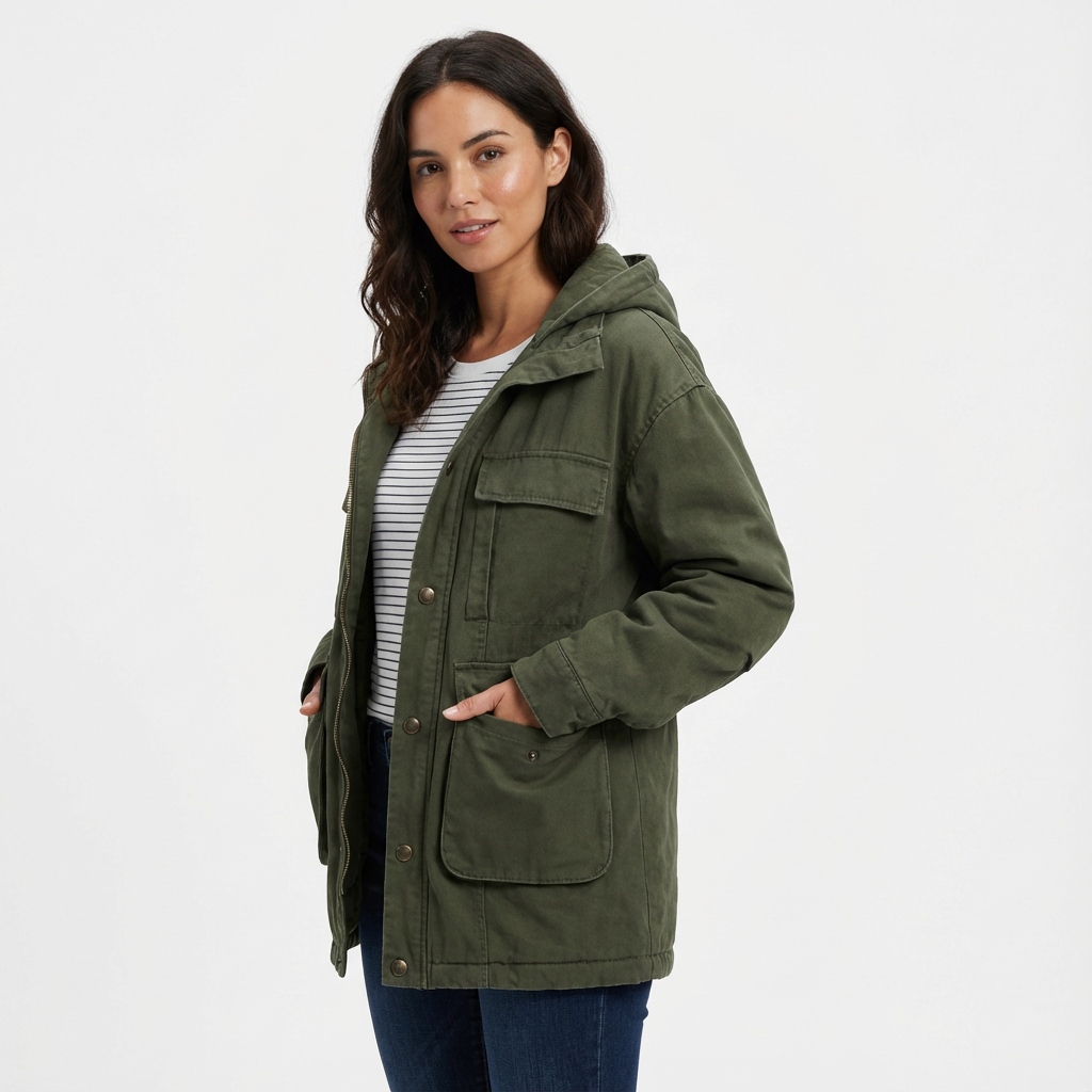 Vintage Casual Hooded Windproof Multi-pocket Work Jacket