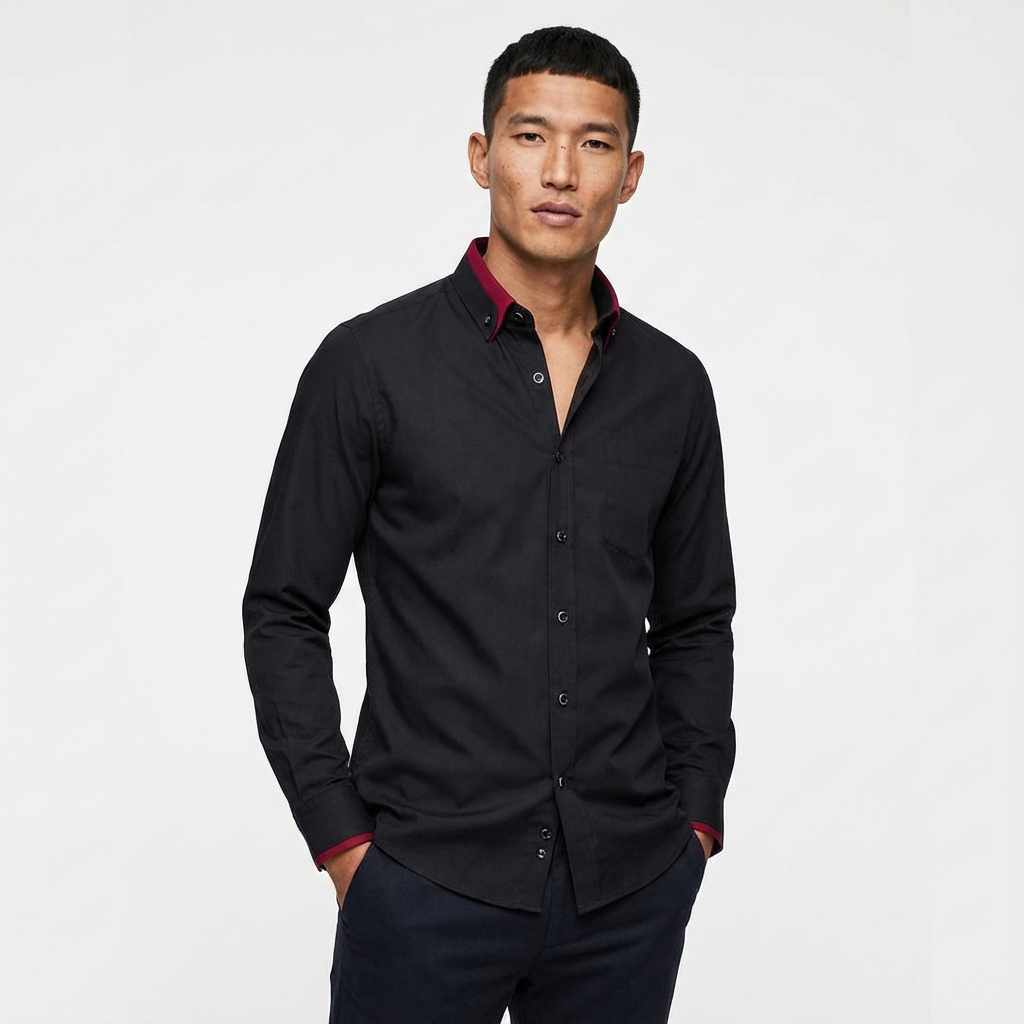 Heren Overhemd Stretch Katoen Lange Mouw