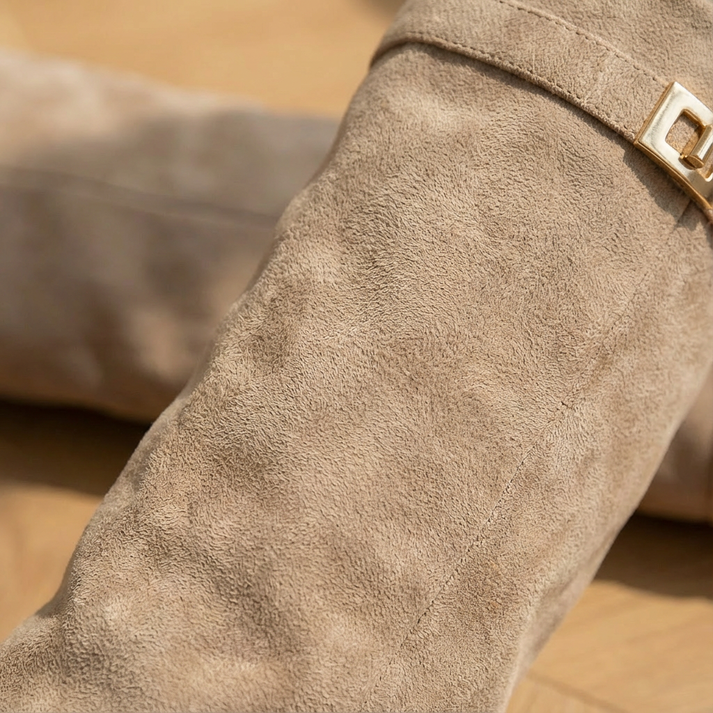 Dames Laarzen Suède Met Gouden Details