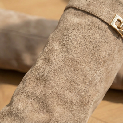 Dames Laarzen Suède Met Gouden Details