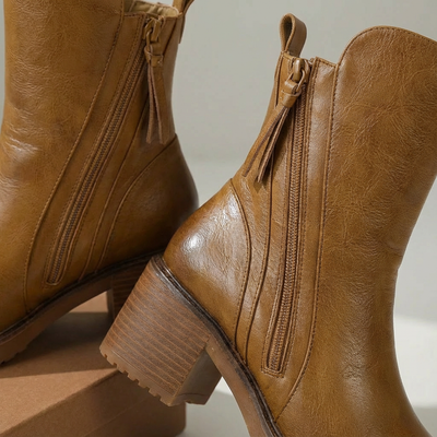 Dames Enkellaarsjes Kunstleer Met Ritssluiting