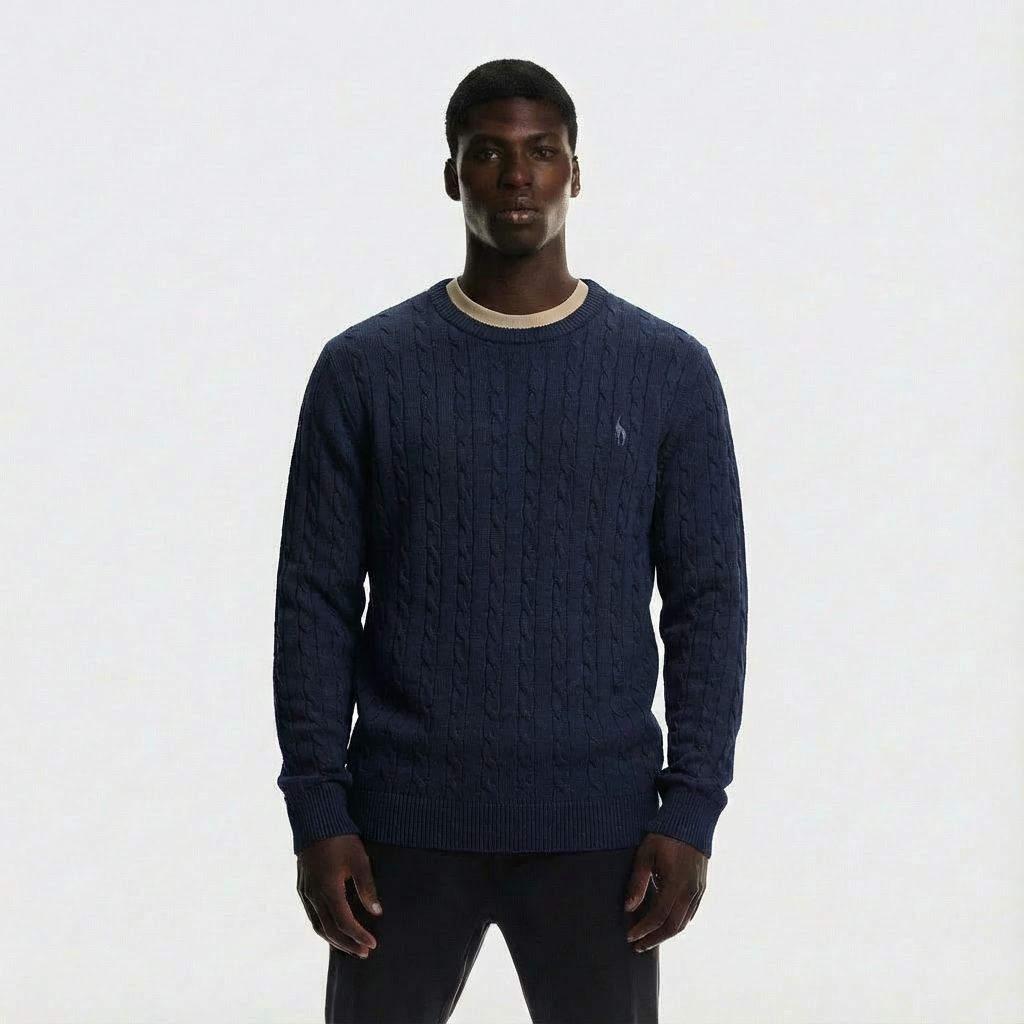 Heren Kabeltrui Katoen | Ronde Hals