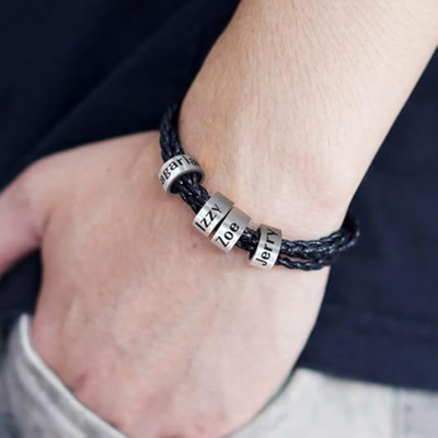 Leren Familie Ring Armband – Vaderdagcadeau