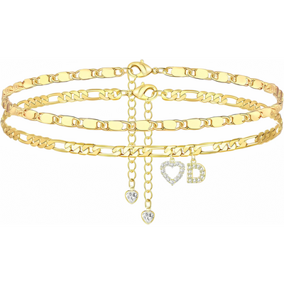 Gouden Diamanten Initiaal Enkelband Dames