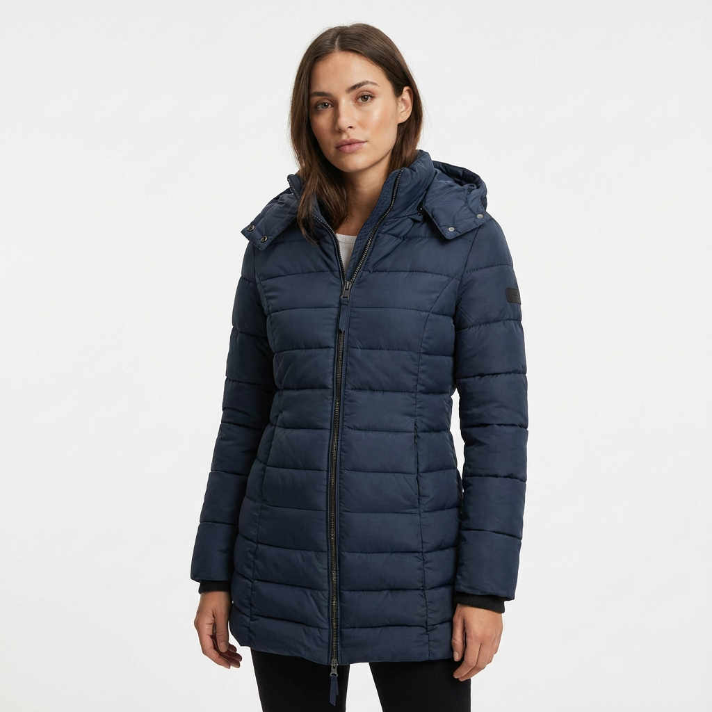 Dames Lange Pufferjas Met Capuchon