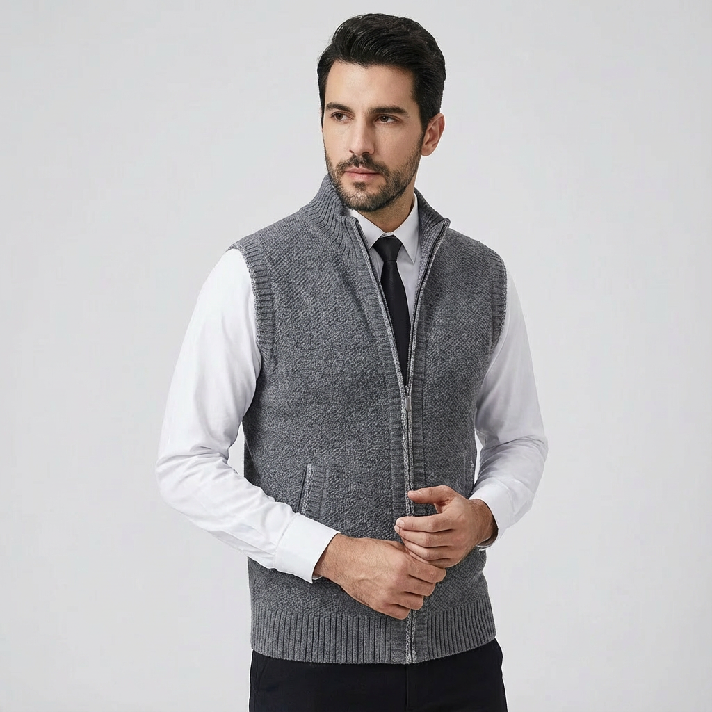 Heren Mouwloos Vest Met Rits