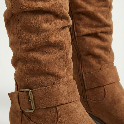 Dames Knielaarzen Suède Met Ritssluiting