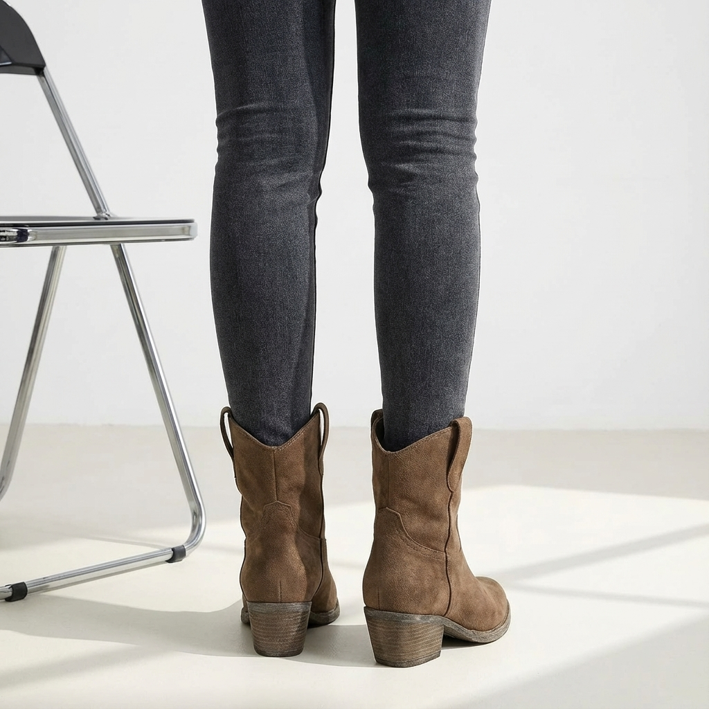 Dames Enkellaarsjes Western Leer | Zonder Rits