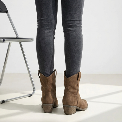 Dames Enkellaarsjes Western Leer | Zonder Rits