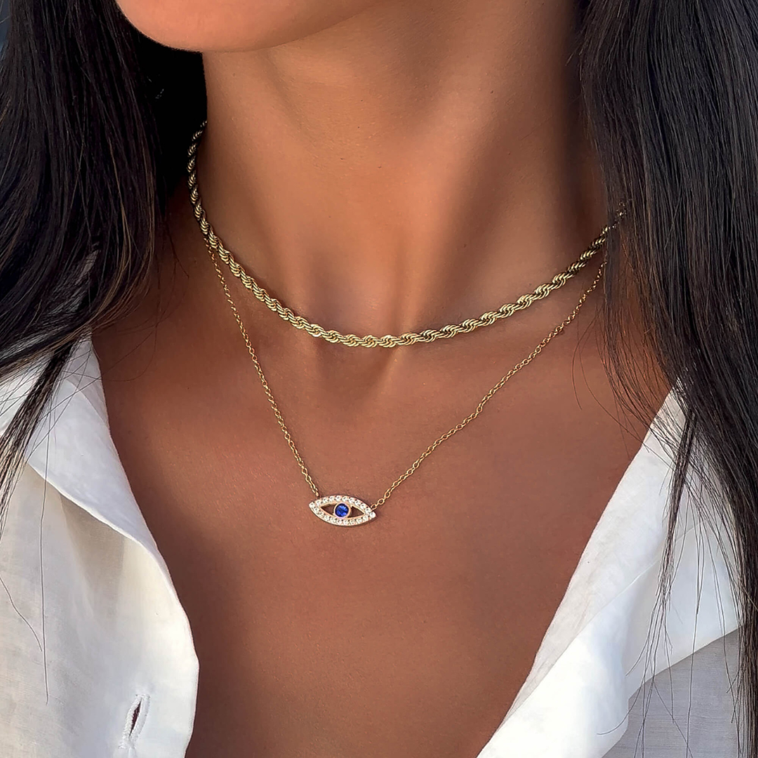 Minimalistische evil eye ketting  Dames