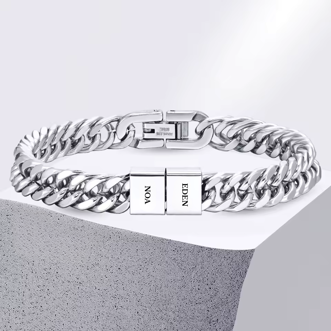 Heren Gegraveerde Family Link Armband