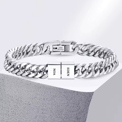 Heren Gegraveerde Family Link Armband