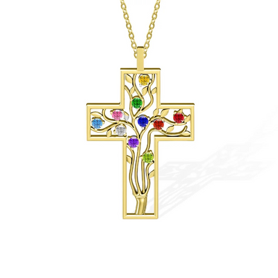 Familie Kruis Geboortesteen Ketting