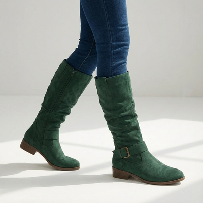 Dames Knielaarzen Suède Met Ritssluiting