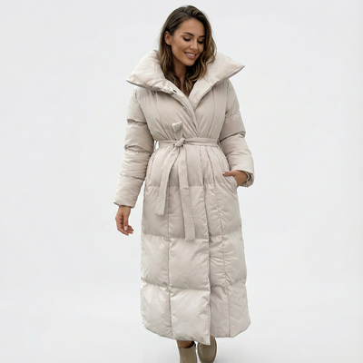 Dames Lange Winterjas Met Ceintuur