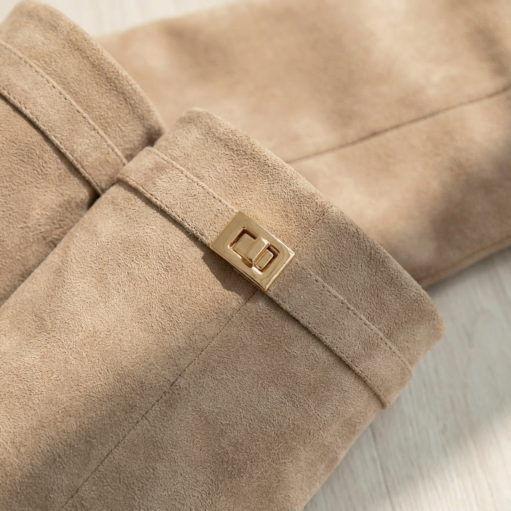 Dames Laarzen Suède Met Gouden Details