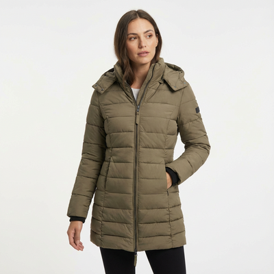 Dames Lange Pufferjas Met Capuchon