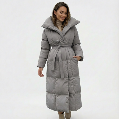 Dames Lange Winterjas Met Ceintuur