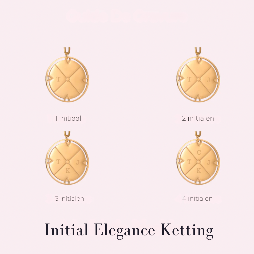 Gouden Initialen Disk Ketting Dames