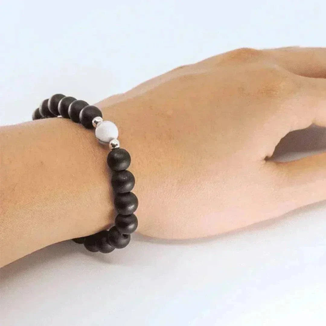 Zwart-Witte Hartjes Kralen Koppel Armband