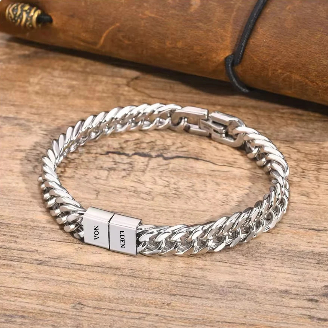 Heren Gegraveerde Family Link Armband