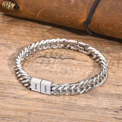 Heren Gegraveerde Family Link Armband