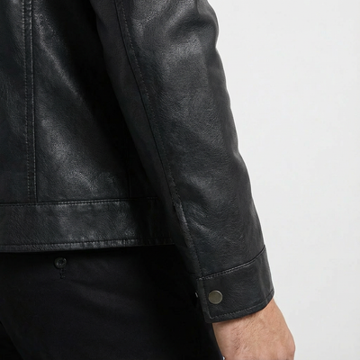 Heren Leren Bikerjack Zwart | Ritssluiting