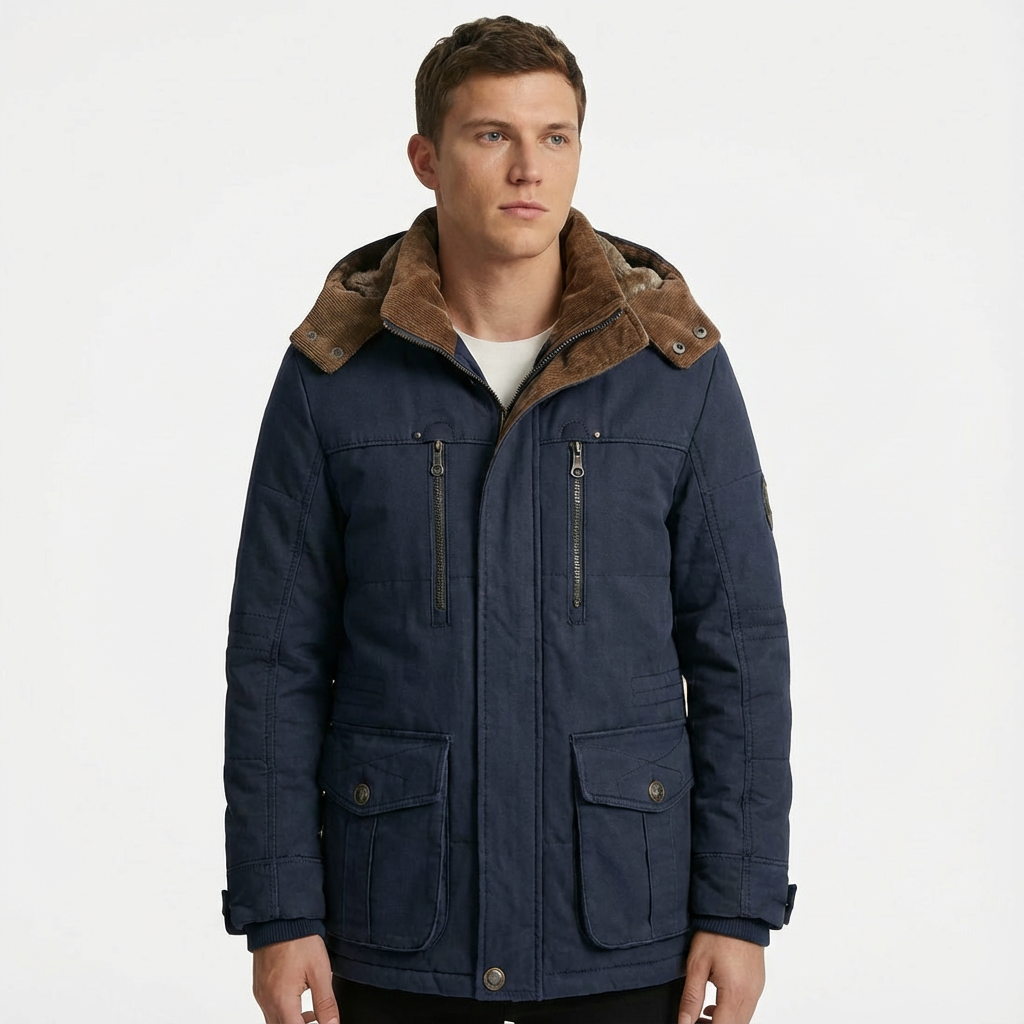 Heren donsjas met capuchon