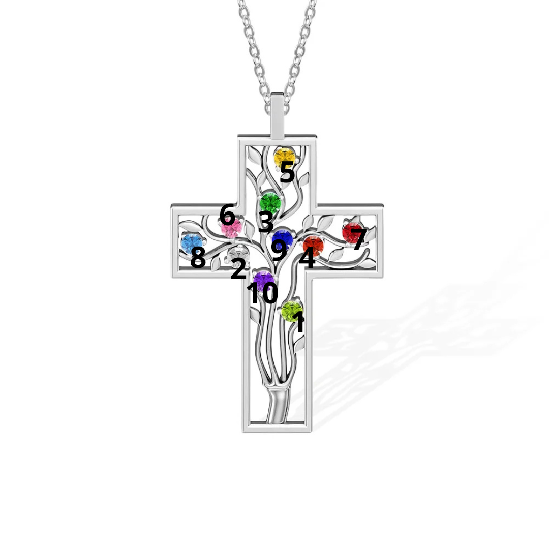 Familie Kruis Geboortesteen Ketting