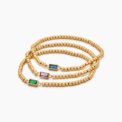 Familie Set - Kralen Geboortesteen Gouden Armbanden
