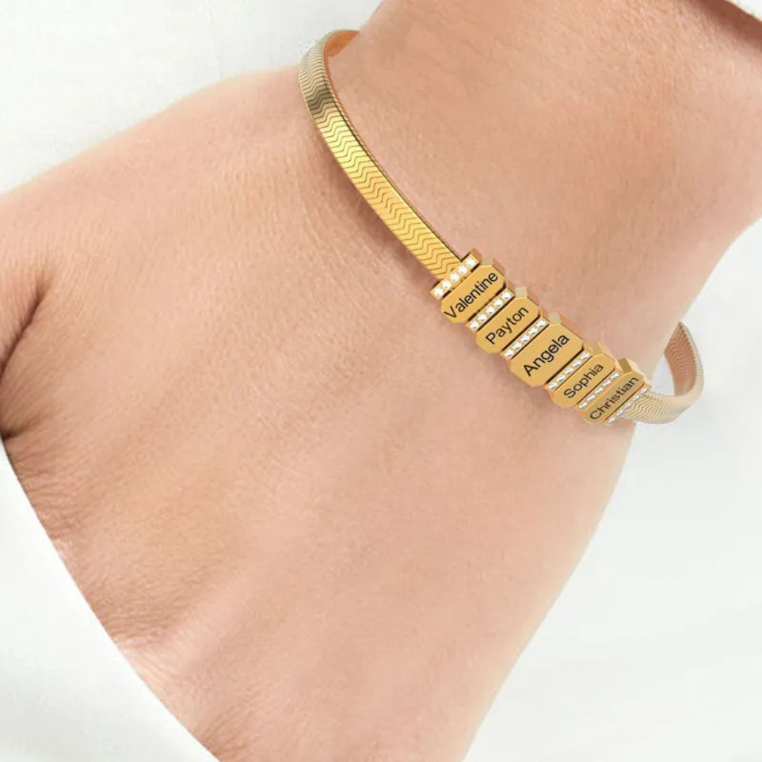Gepersonaliseerde Herringbone Namen Armband
