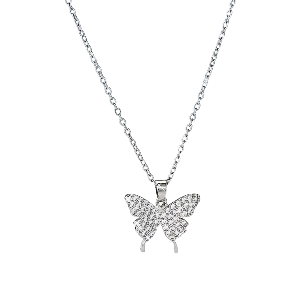 Zilver Kristal Vlinder Ketting Dames