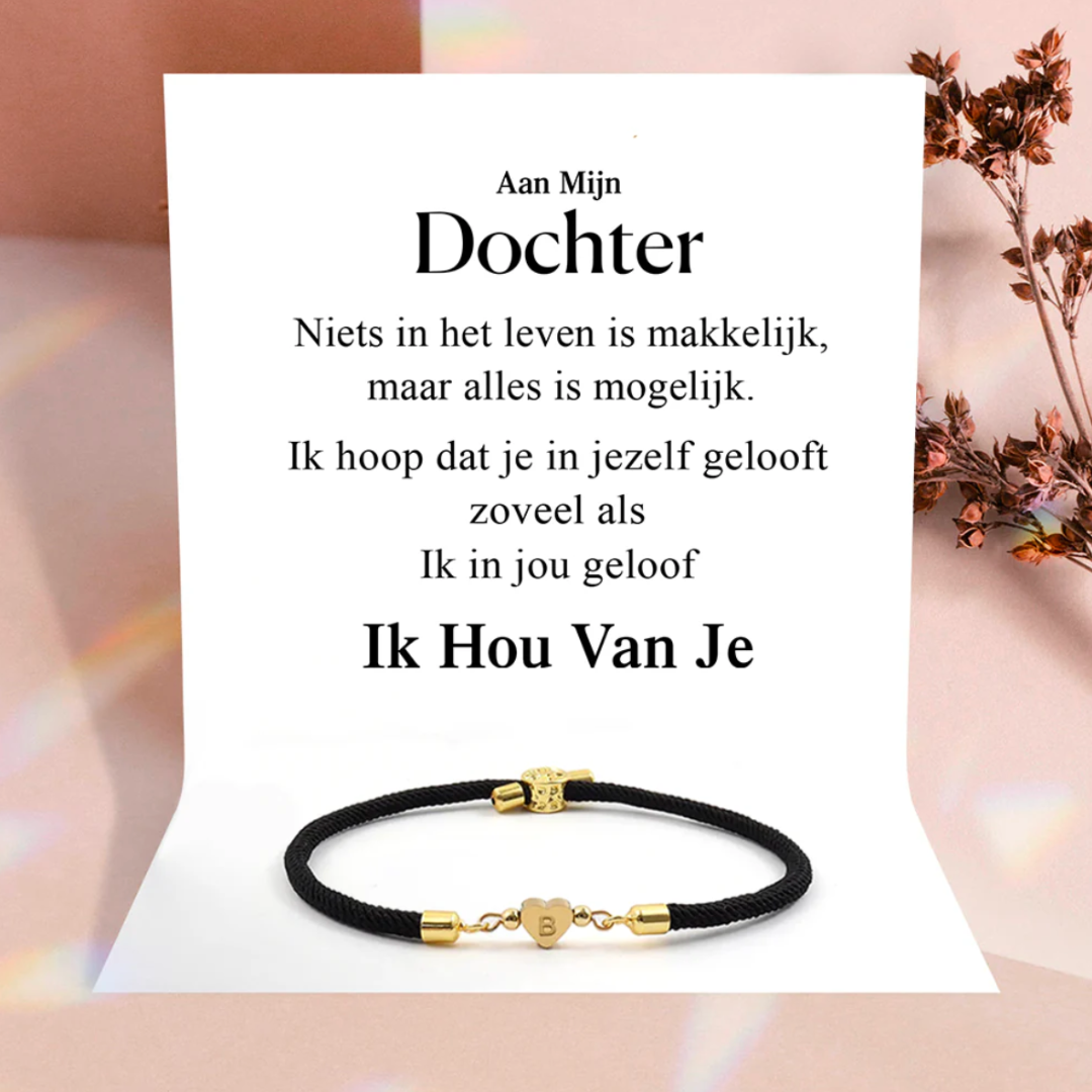 Gouden Hart Letter Koordarmband (Personaliseerbaar)