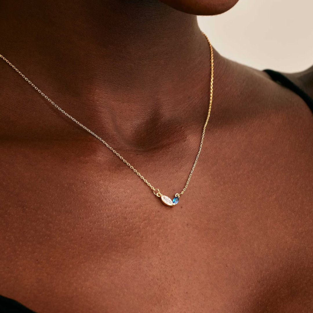 Moeder & Dochter Geboortesteen Ketting