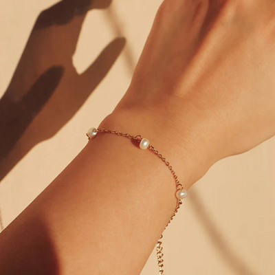 Gouden Armband Met Zoetwaterparels Dames