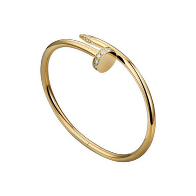 Gouden Cuff Spijker Armband met Diamantjes Dames